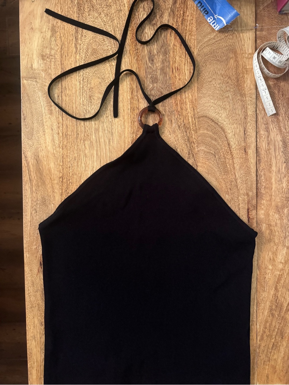 Rails Black Halter Camisole with Tortoiseshell Ring Detail